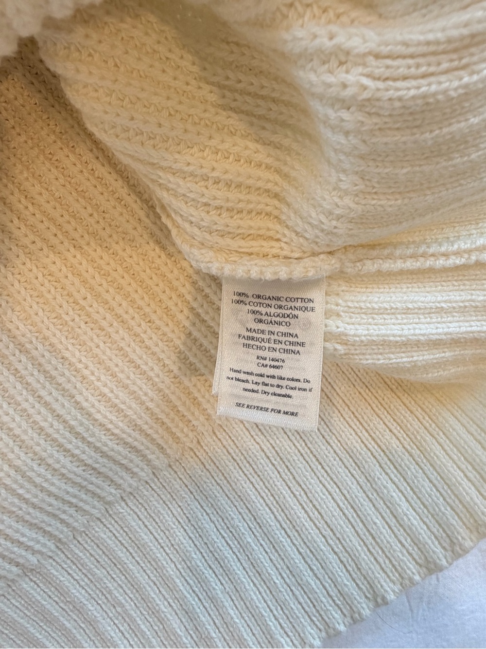 Faherty Women’s Crewneck Knit Sweater in Cream with Gray Stripe - Picture 4 of 4